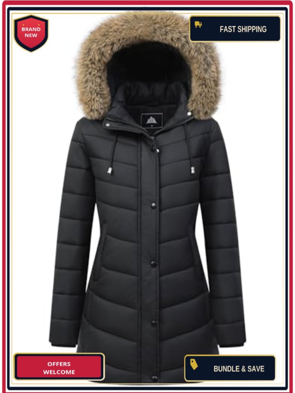 Women's Long Winter Puffer Coat Thicken Fleece Lined Down Jacket